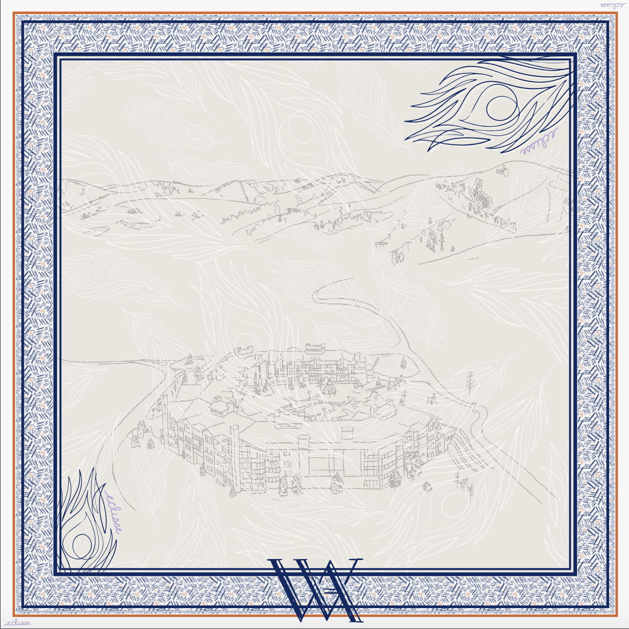 eclisse Waldorf Astoria Park City Curio Collectible Custom Pocket Square